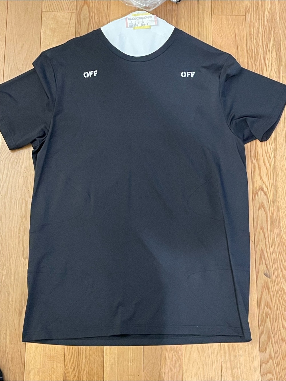 Off-White Black Short Sleeve Tee with Chest 'OFF' Logos